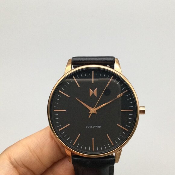 MVMT Santa Monica Watch Women 38mm Rose Gold Tone Black Dial Leather Band main image 8